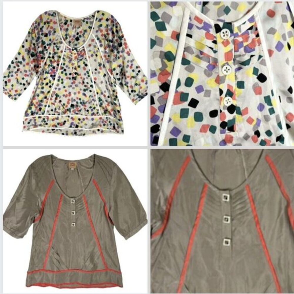 Bundle 2 Anthropologie Twinkle By Wenlan Top Blouse Size S Satin Boho Gold